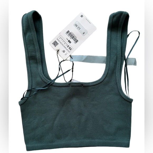 Zara crop tank, blue teal, size xsmall small, NWT - Picture 2 of 2